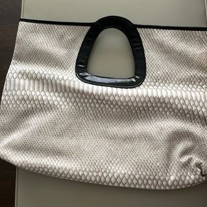 Cream and Black Snakeskin Handbag